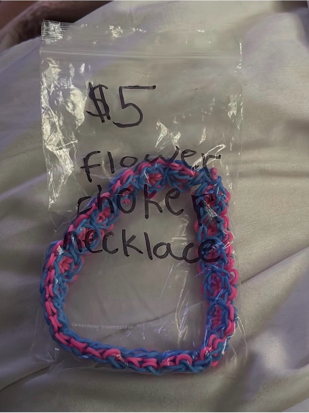 Handmade Pink & Blue Woven Choker Necklace